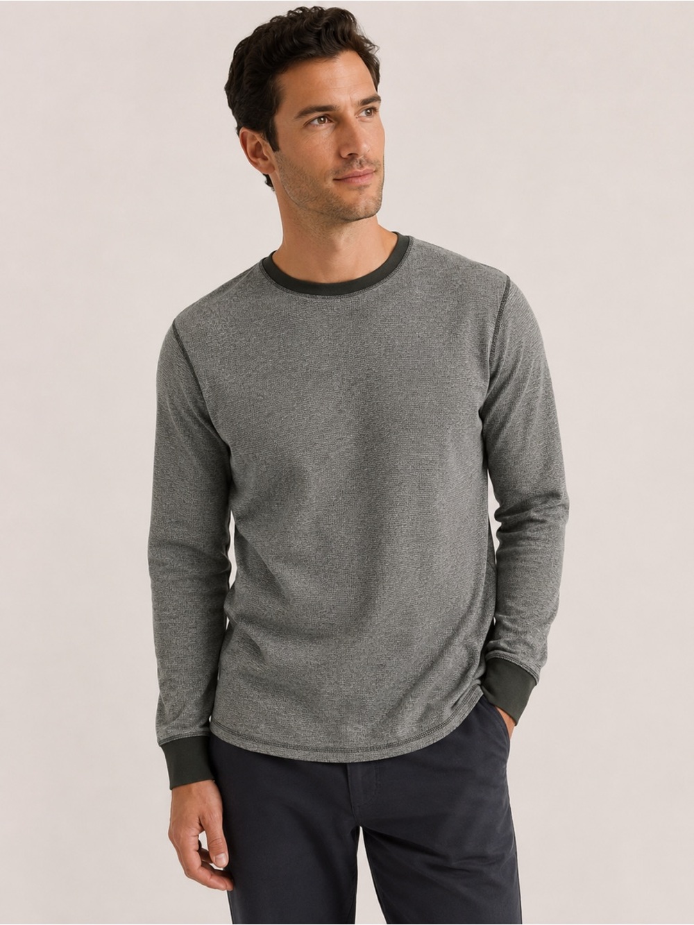 PACT Organic Thermal Knit Long Sleeve Shirt Men’s Medium Green